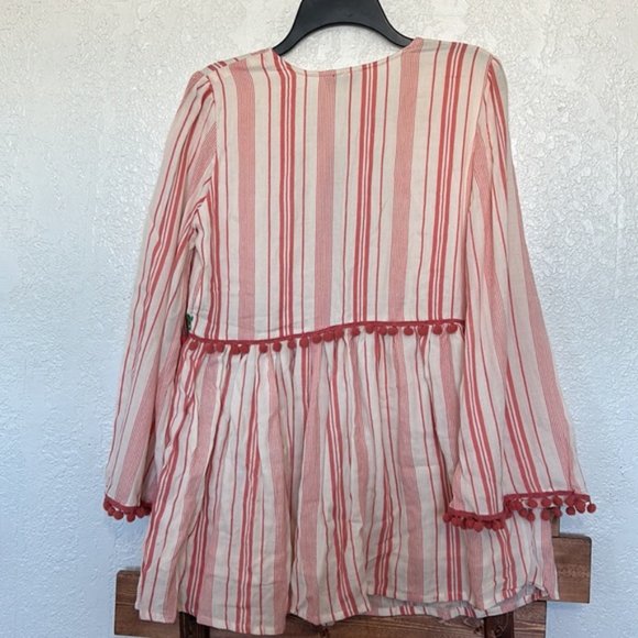 Anthropologie Chantik Lovina Blouse Medium Embroidered/Floral/Poms - Picture 6 of 6